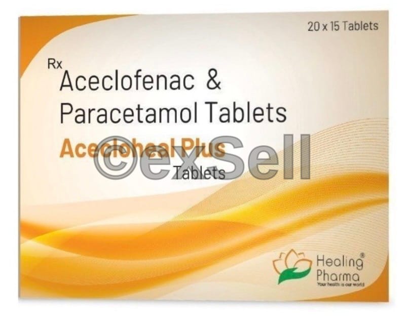 Acecloheal Plus Tablet 100 mg/ 325 mg Tablet – Aceclofenac (100 Mg) + Paracetamol/acetaminophen (325 Mg)