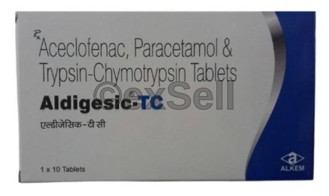 Aldigesic Tc Tablet Combination Tablet – Aceclofenac (100 Mg) + Paracetamol(325 Mg) + Trypsin-chymotrypsin (50000 Au)