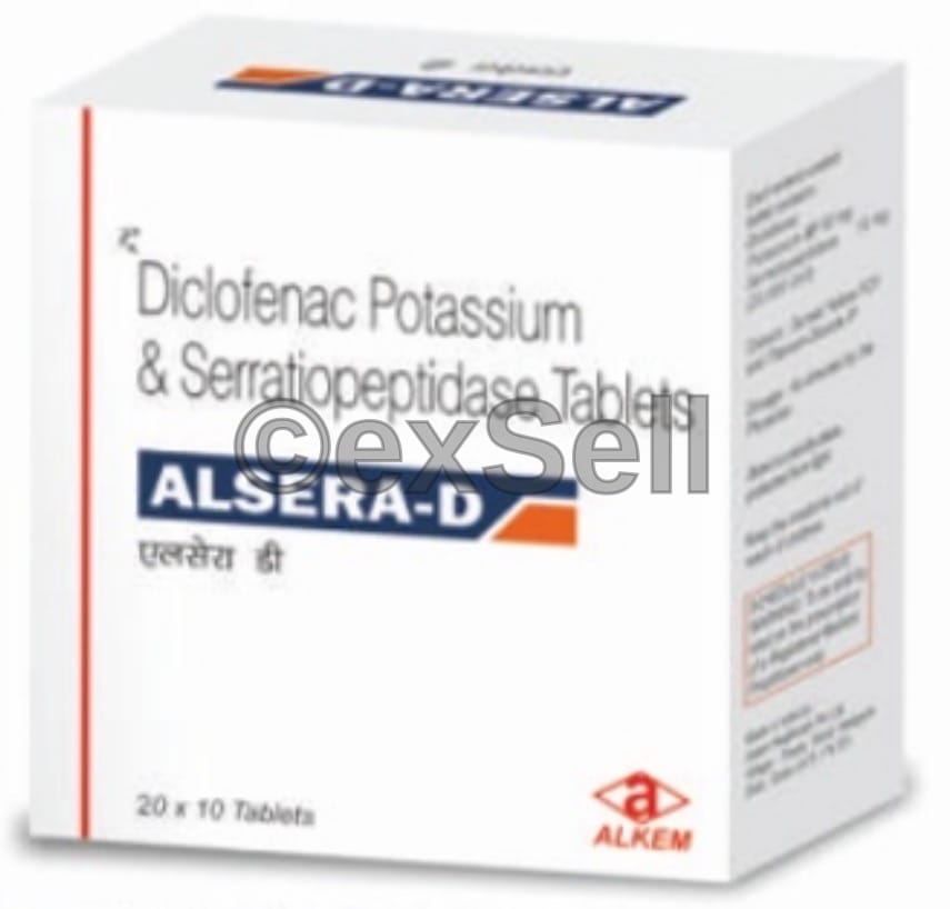 Alsera D Tablet 50 mg/10 mg Tablet – Diclofenac (50mg) + Serratiopeptidase (10mg)