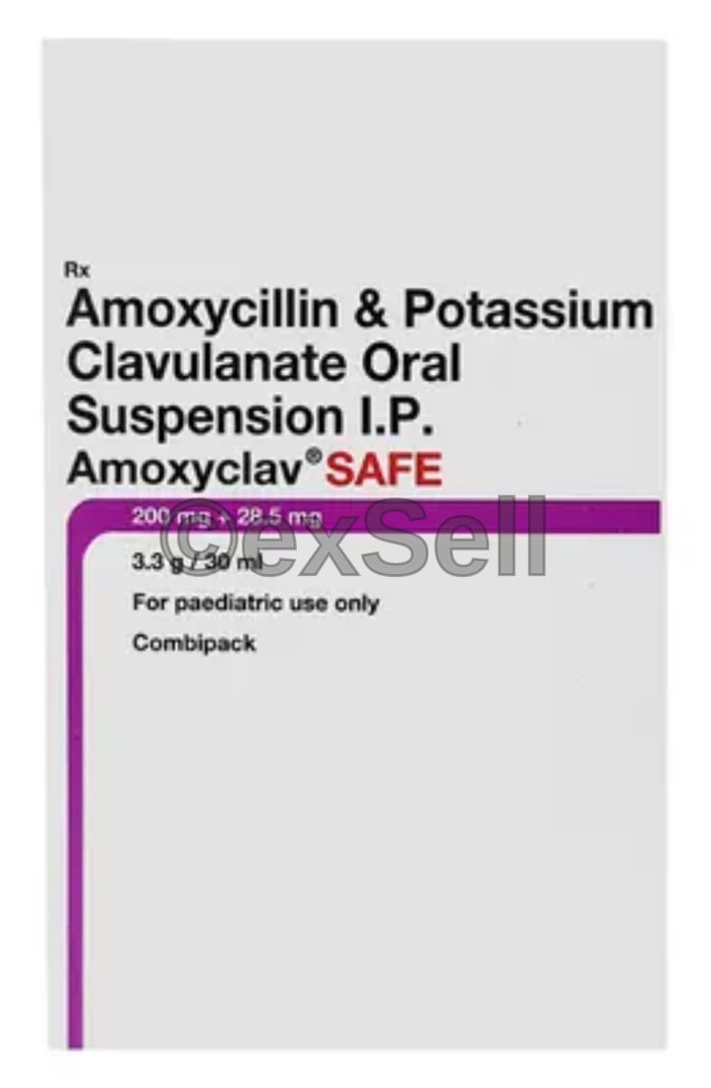 Amoxyclav Safe Oral Suspension 200 mg + 28.5 mg Oral Suspension – Amoxycillin (200mg) + Clavulanic Acid (28.5mg)