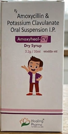 Amoxyheal-CV Dry Syrup 228.5 mg Oral Suspension – Amoxycillin (200 mg/ 5 ml) + Clavulanic Acid (28.5 mg/5 ml)