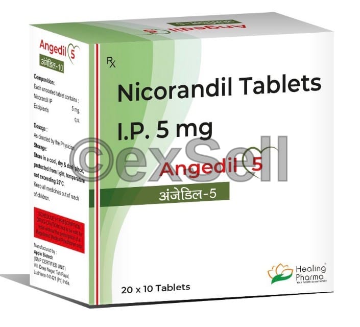 Angedil 5 mg Tablet 5 mg 10 tablets in a strip – Nicorandil (5 Mg)