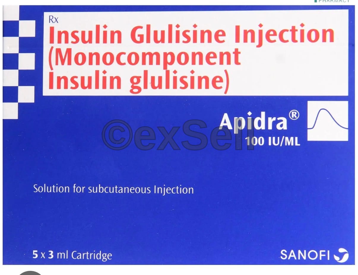 Apidra 100IU Cartridge 1000 IU Injection – Insulin Glulisine (100IU)