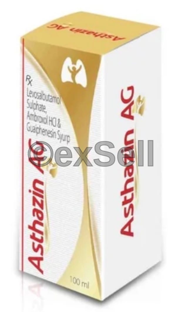 Asthazin AG Syrup Combination syrup – Levosalbutamol (1mg/5ml) + Ambroxol (30mg/5ml) + Guaifenesin (50mg/5ml)