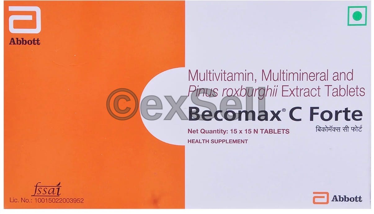 Becomax C Forte Tablet Combination Tablet – Ascorbic acid ,Biotin, Elemental manganese, Elemental selenium ,Elemental zinc ,Folic acid
