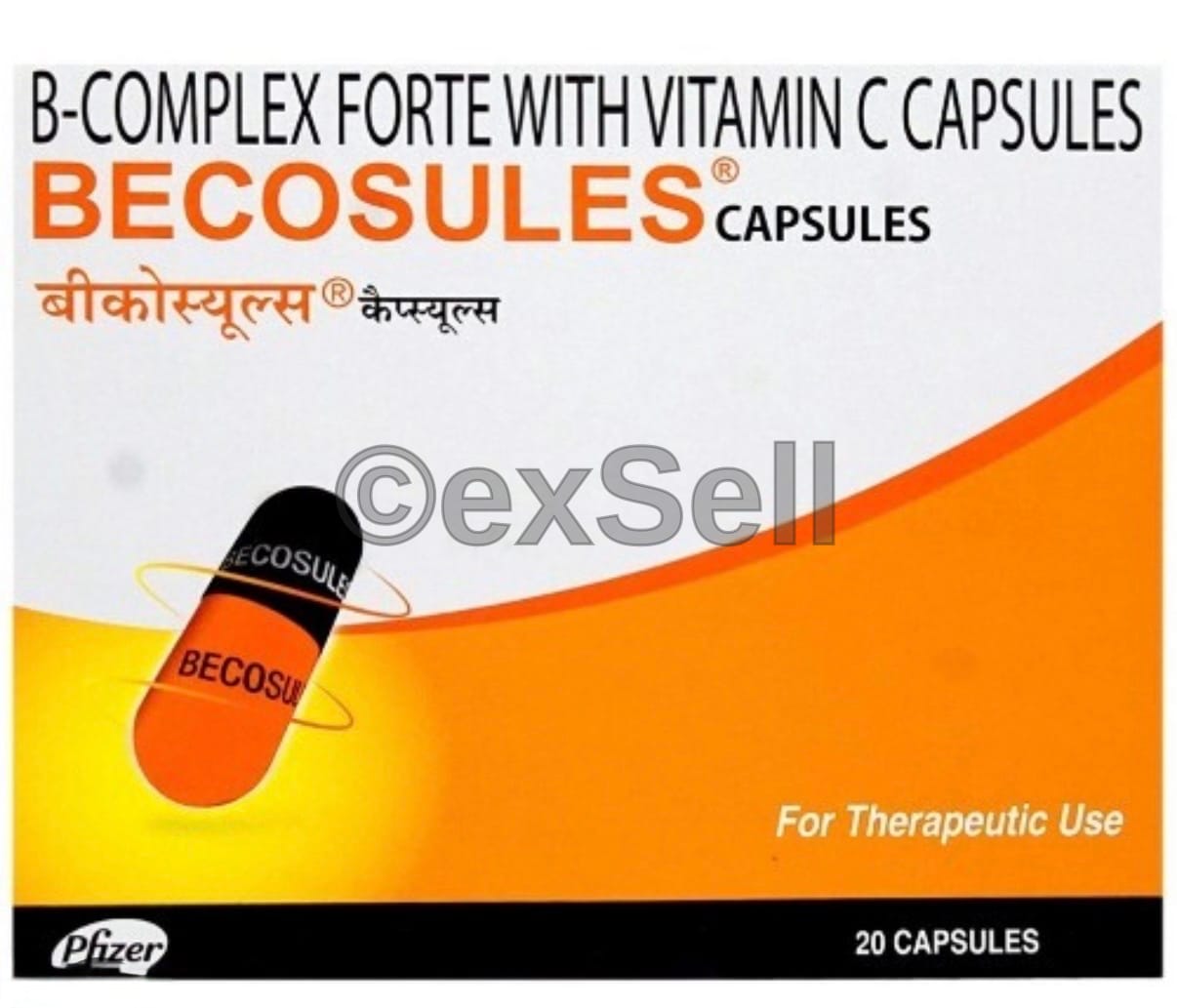Becosules Capsule Combination Capsules – Vitamin B1 (thiamine mononitrate): 10 mg Vitamin B2 (riboflavin): 10 mg Vitamin B3 (niacinamide): 100 mg Vitamin B6 (pyridoxine hydrochloride): 3 mg Vitamin B7 (biotin): 100 mcg Vitamin B9 (folic acid): 1.5 mg Vitamin B12 (cobalamin): 15 mcg Vitamin B5 (calcium pantothenate): 50 mg Vitamin C (ascorbic acid); 150 mg