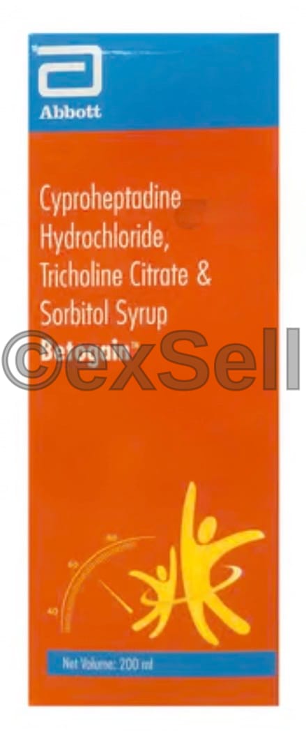 Betogain Syrup Combination Syrup – Cyproheptadine (2mg/5ml) + Tricholine Citrate (0.275mg/5ml) + Sorbitol (3.575mg/5ml)