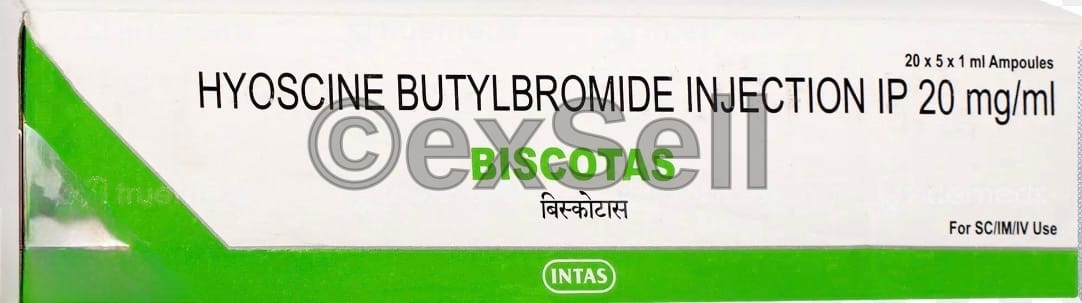 Biscotas 20mg Injection 20 mg Injection – Hyoscine butylbromide (20mg)