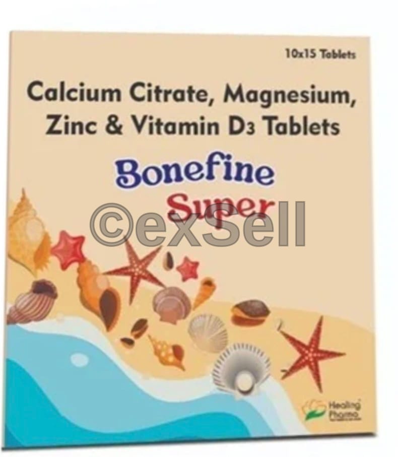 Bonefine Super Tablet Combination Tablet – Calcium Citrate (1000 Mg) + Elemental Magnesium (100 Mg) + Elemental Zinc (4 Mg) + Vitamin D3 (Cholecalciferol) (200 Iu)