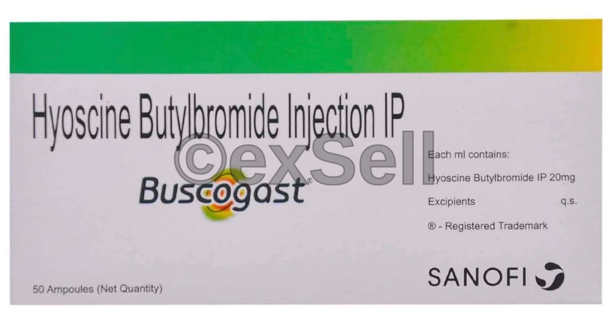 Buscogast Injection 20mg Vial – Hyoscine Butylbromide (20mg)