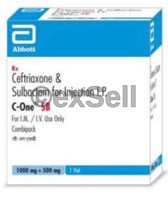 C One SB 1000mg/500mg Injection 1000 mg + 500 mg Injection – Ceftriaxone (1000mg) + Sulbactam (500mg)