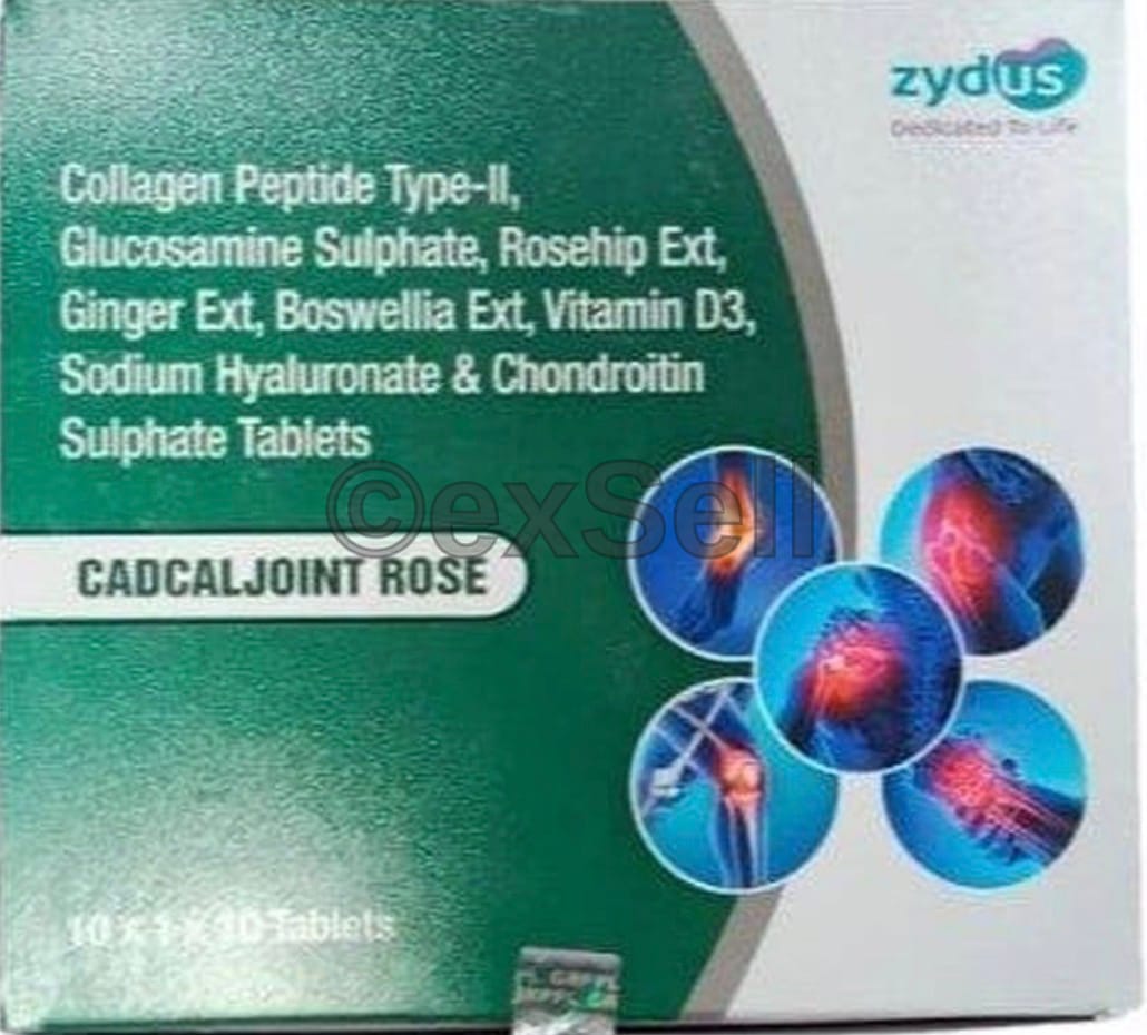 Cadcal Joint Rose Combination Tablet – Collagen ,Peptide Type II ,Glucosamine Sulphate, Rose Hip Ext, Ginger Ext, Boswellia Ext ,Vitamin D3