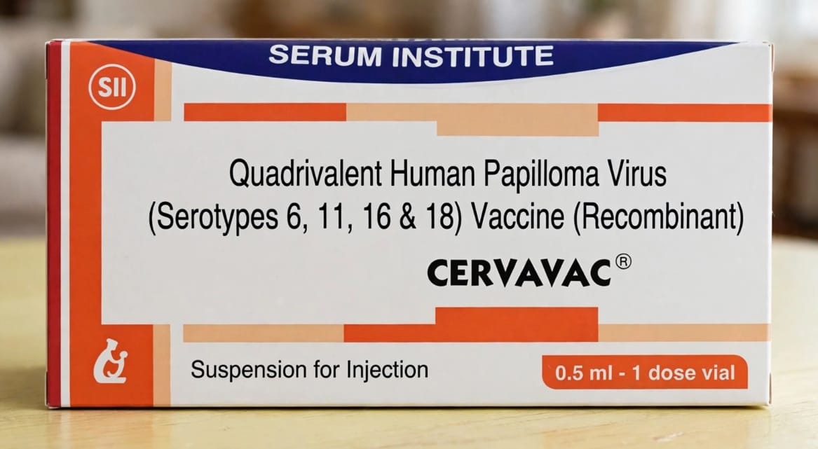 Cervavac Vaccine Type (6 -20mcg ,11 -40mcg , 16 -40mcg ,18 -20 mcg) Vial – Human Papillomavirus Quadrivalent (Types 6, 11, 16, and 18) Vaccine, Recombinant (20mcg)