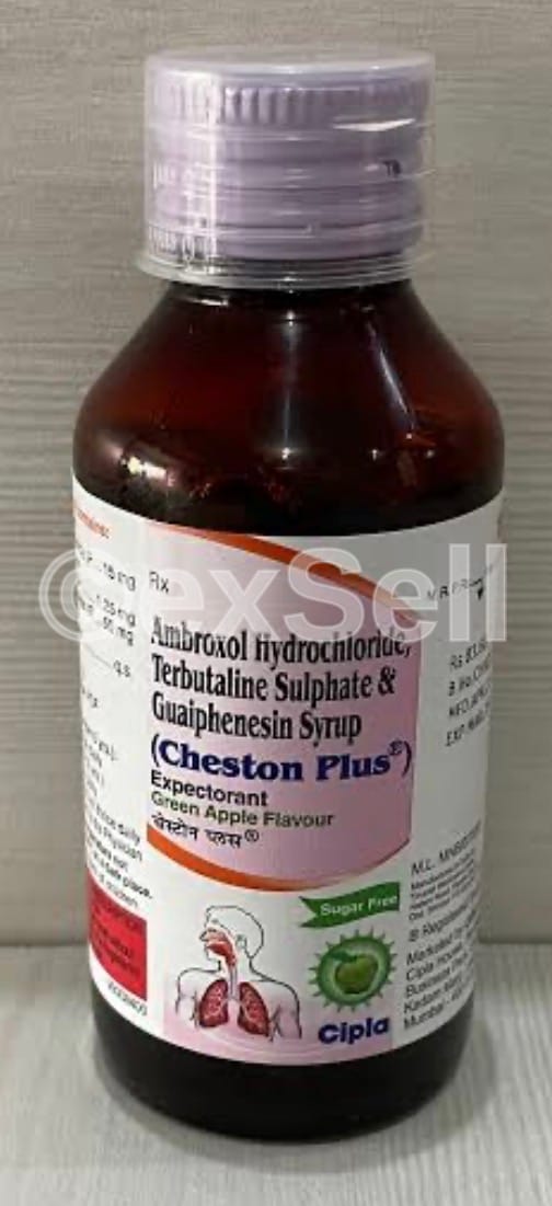 Cheston Plus Expectorant Green Apple Sugar Free Combination Syrup – Ambroxol (15mg/5ml) + Guaifenesin (50mg/5ml) + Terbutaline (1.25mg/5ml)