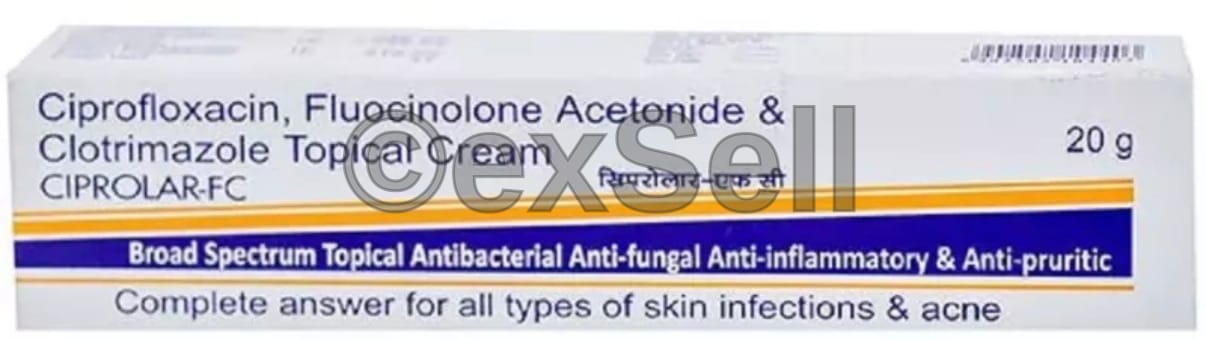 Ciprolar-FC Cream 0.025% + 0.5% + 1% Cream – Fluocinolone acetonide (0.025%) + Ciprofloxacin (0.5% ) + Clotrimazole (1%)