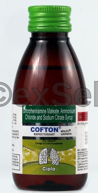 Cofton Expectorant 100ml Combination Syrup – Ammonium chloride, Chlorpheniramine maleate, and Sodium citrate