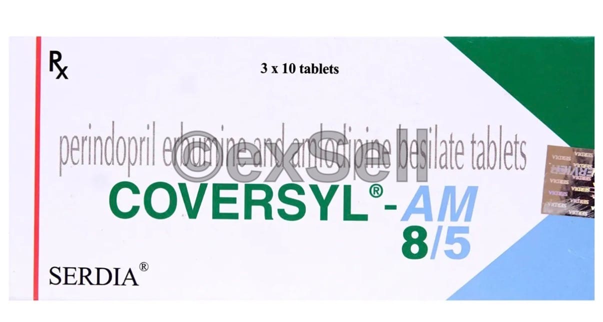 Coversyl-AM 8/5 Tablet 5mg + 8mg Tablet – Amlodipine (5mg) + Perindopril erbumine (8mg)