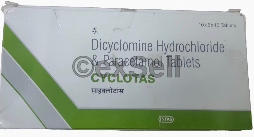 Cyclotas 20mg/500mg Tablet 20mg + 500mg Tablet – Dicyclomine (20mg) + Paracetamol (500mg)