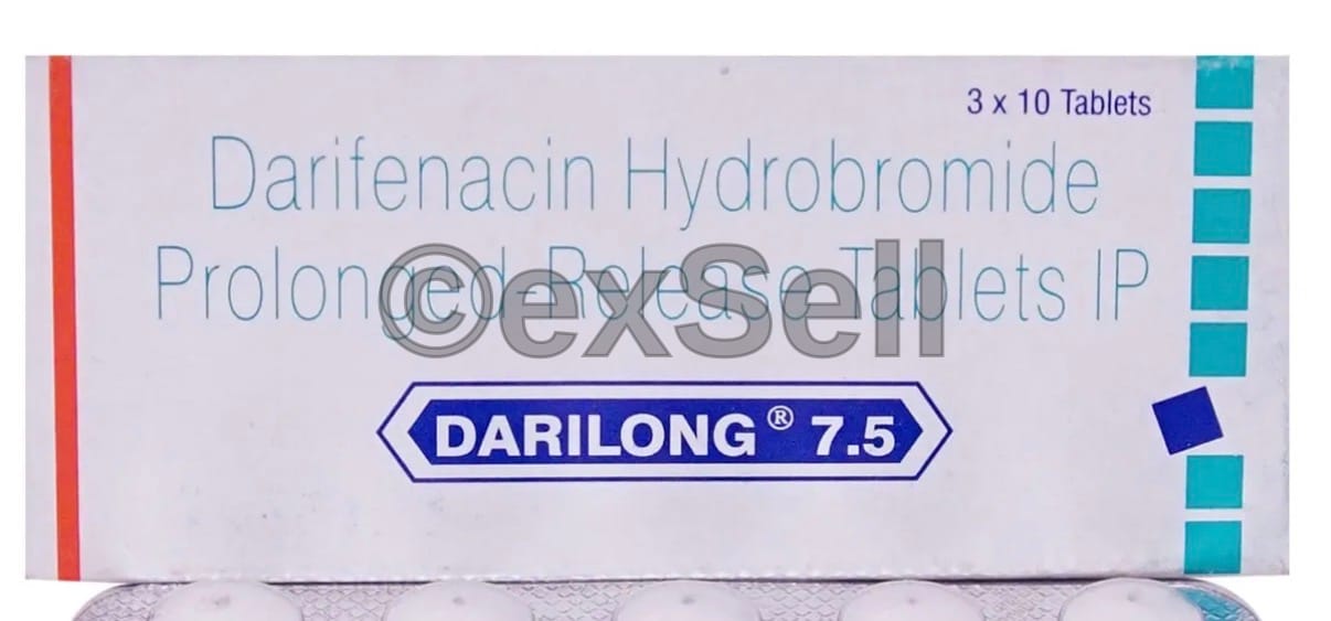 Darilong 7.5 Tablet PR 7.5 mg Tablet – Darifenacin (7.5mg)