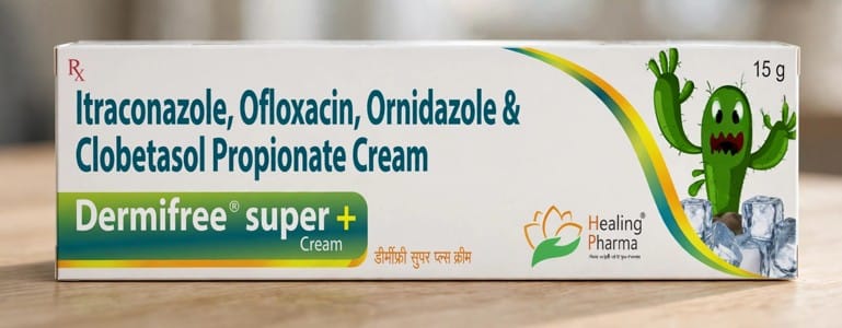 Dermifree Super + 3.8% w/w Cream – Ofloxacin (0.75% w/w) + Ornidazole (2.0% w/w) + Itraconazole ( 1% w/w) + Clobetasol (0.05% w/w)