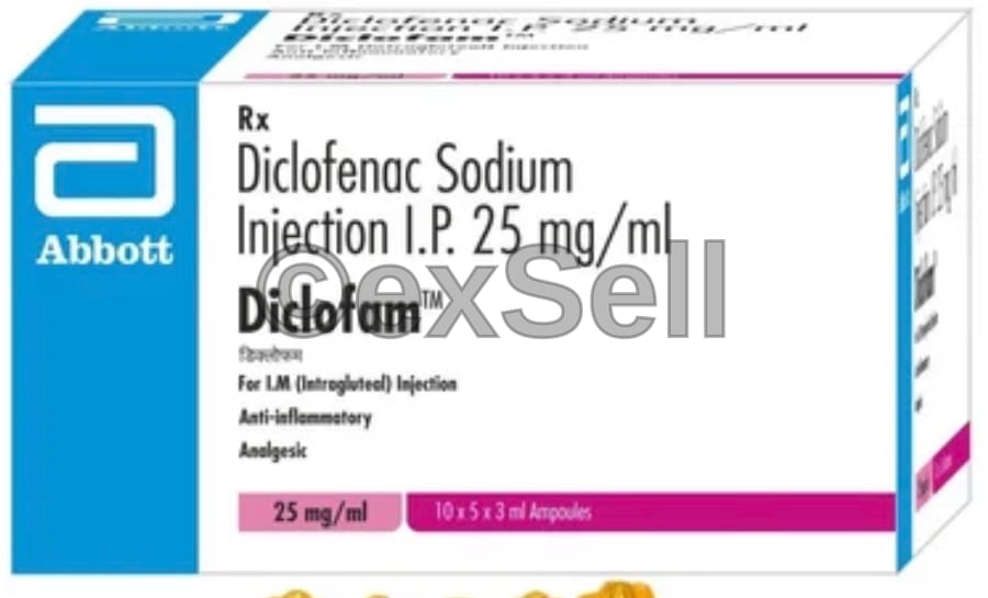 Diclofam 25mg Injection 25 mg Injection – Diclofenac (25mg)