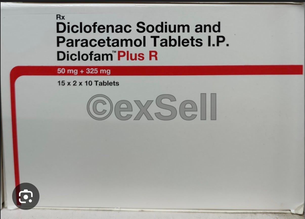 Diclofam Plus R Tablet 325 mg + 50 mg Tablet – Diclofenac (50 mg) +Paracetamol (325 mg )