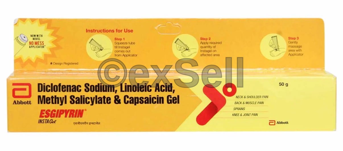 Esgipyrin Instagel Combination Gel – Capsaicin (0.025 %) + Diclofenac Diethylamine (1.16 %) + Linoleic Acid (3 %) + Methyl Salicylate (10 %)