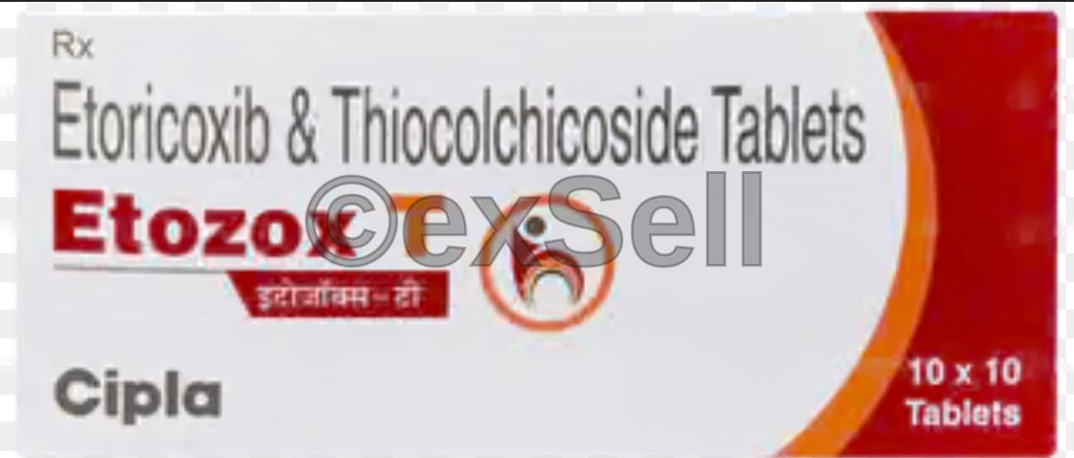 Etozox T Tablet 60mg + 5mg Tablet – Etoricoxib (60mg) + Thiocolchicoside (4mg)