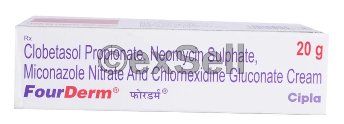 Fourderm Cream Combination Cream – Chlorhexidine Gluconate (0.20%) + Clobetasol (0.05%) + Miconazole (2% ) + Neomycin (0.5% )