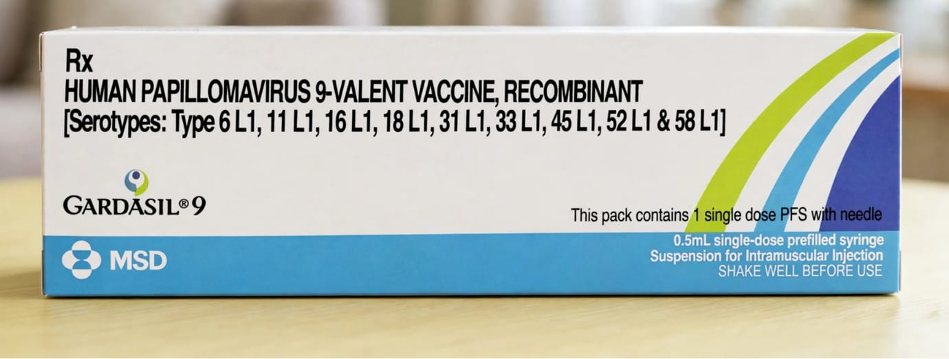 Gardasil 9 Vaccine 0.5ml per dose Pre-filled syringe – Human Papillomavirus 9-Valent (Types 6,11,16,18,31,33,45,52 and 58) Vaccine, Recombinant (NA)