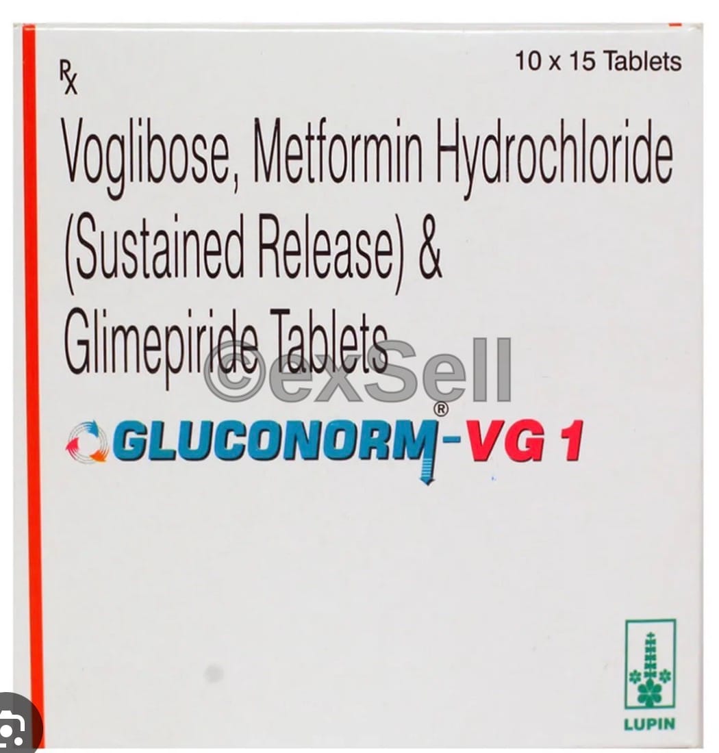 Gluconorm VG-1 500mg/1mg Tablet – Voglibose & Metformin (500mg) & Glimepiri (1mg)