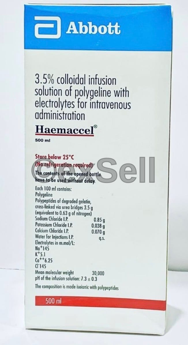 Haemaccel Infusion Combination Infusion – Calcium Chloride (0.070gm) + Potassium Chloride (0.038gm) + Sodium Chloride (0.85gm)