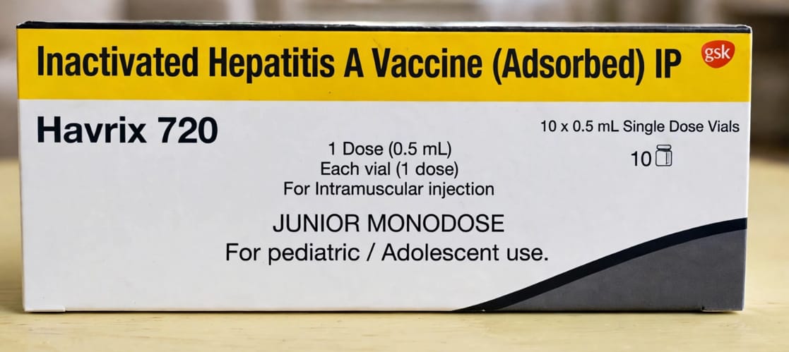 Havrix 720 Junior Monodose Vaccine 0.5ml Vial (intramuscular injection) – Inactivated Hepatitis A Vaccine
