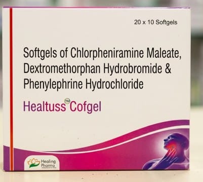Healtuss Cofgel 17 mg Capsules – Chlorpheniramine (2 mg)+ Dextromethorphan (10 mg)+ Phenylephrine (5 mg)