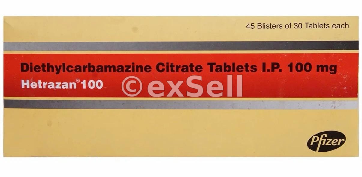 Hetrazan 100 Tablet 100 mg Tablet – Diethylcarbamazine (100mg)