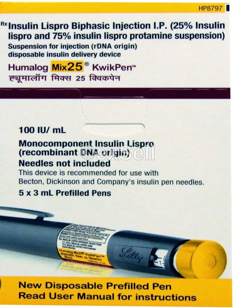 Humalog Mix 25 Kwikpen 100IU/ml 100IU Kwikpen – Insulin Lispro (25%) + Insulin Lispro Protamine (75%)