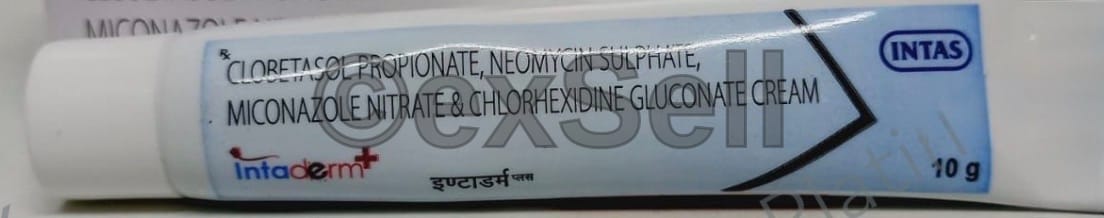 Intaderm Plus Cream Combination Cream – Chlorhexidine Gluconate (0.2%) + Clobetasol (0.05%) + Miconazole (1% ) + Neomycin (0.05%)