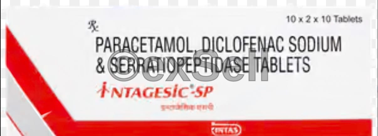 Intagesic SP Tablet 50mg + 325 mg + 10 mg Tablet – Diclofenac (50mg) + Paracetamol (325mg) + Serratiopeptidase (10mg)