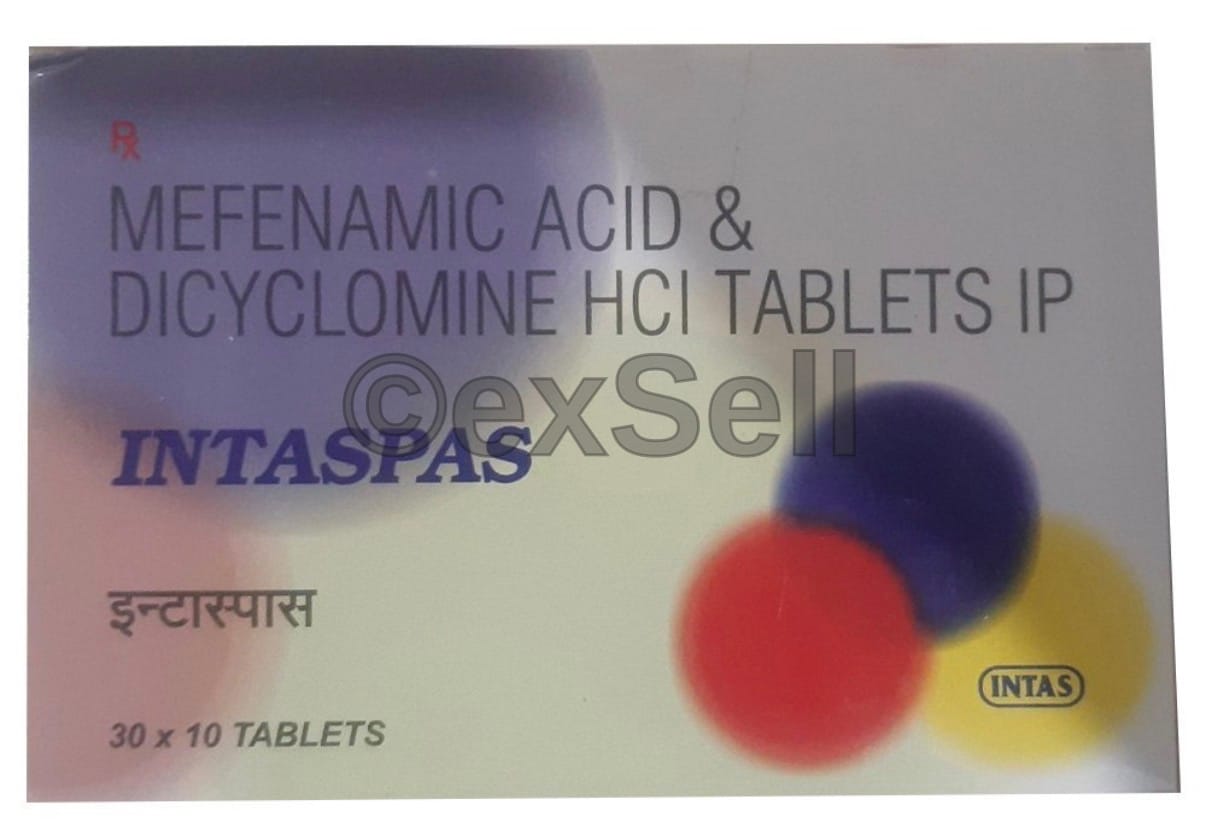 Intaspas Tablet 10 mg + 250mg Tablet – Dicyclomine (10mg) + Mefenamic Acid (250mg)