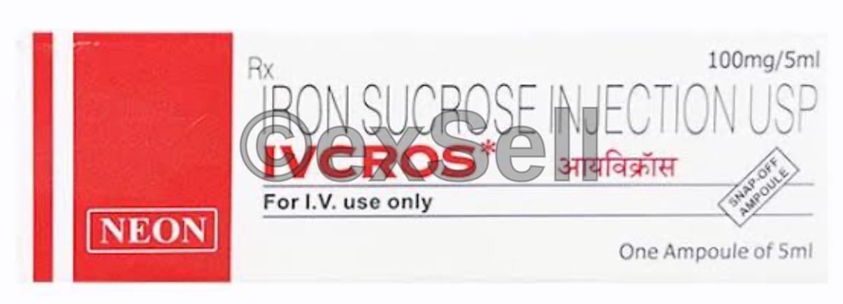 Ivcros 100mg/5ml Injection 100mg/5ml Vial – Iron Sucrose (100mg/5ml)