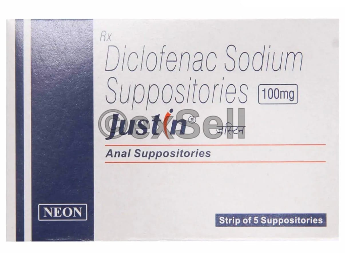Justin Suppositories 100mg Suppositories – Diclofenac Sodium (100mg)