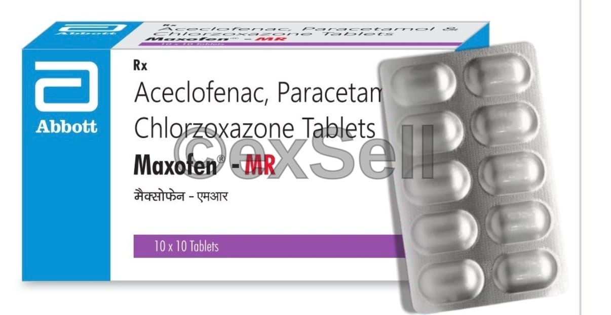 Maxofen MR Tablet 100mg/325mg/250mg Tablet – Aceclofenac (100mg) + Paracetamol (325mg) + Chlorzoxazone (250mg)