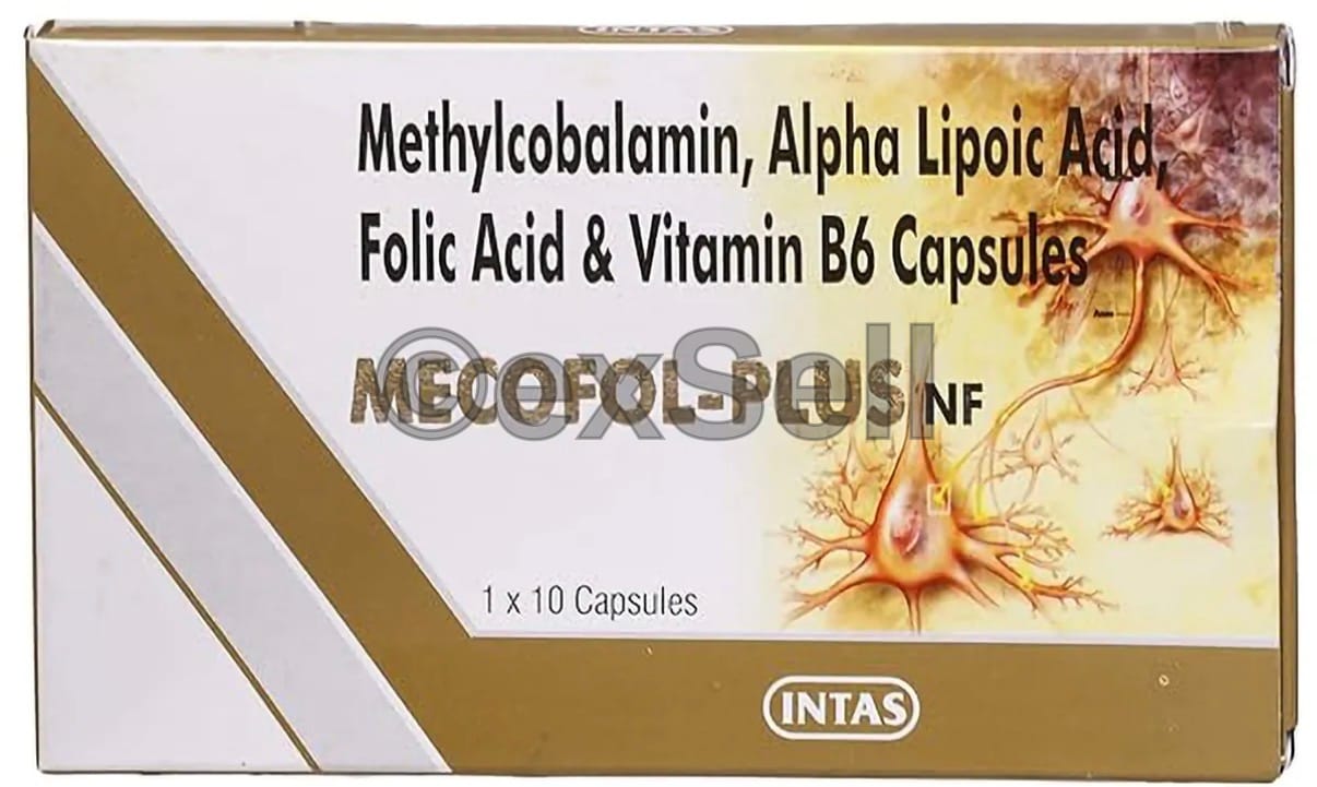 Mecofol-Plus NF Capsule Combination Capsule – Methylcobalamin (1500mg) + Alpha Lipoic Acid (100mg) + Vitamin B6 (Pyridoxine) (3mg) + Folic Acid (1.5mg)