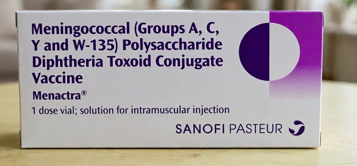 Menactra Vaccine 0.5ml per dose (64 mcg) Vial (Intramuscular injection) – Meningococcal Vaccine (Group A, C, Y & W-135) (16mcg) + Diphtheria Toxoid (48mcg)