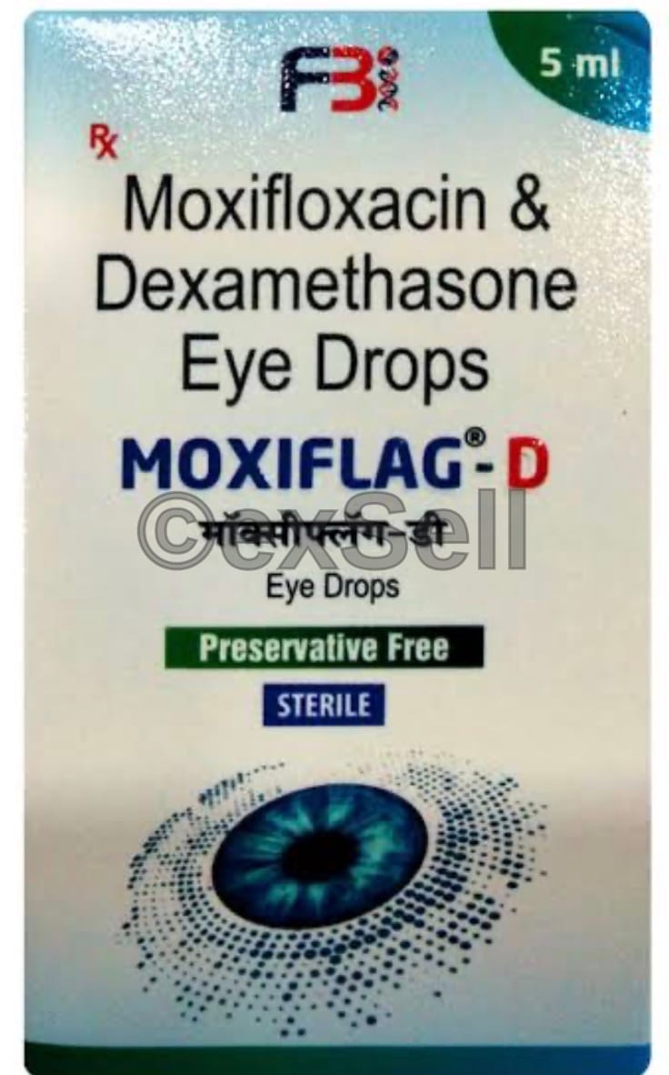 Moxiflag-D Eye Drops 5mg, 1mg Eye drop – Moxifloxacin (5mg) , Dexamethasone (1mg)