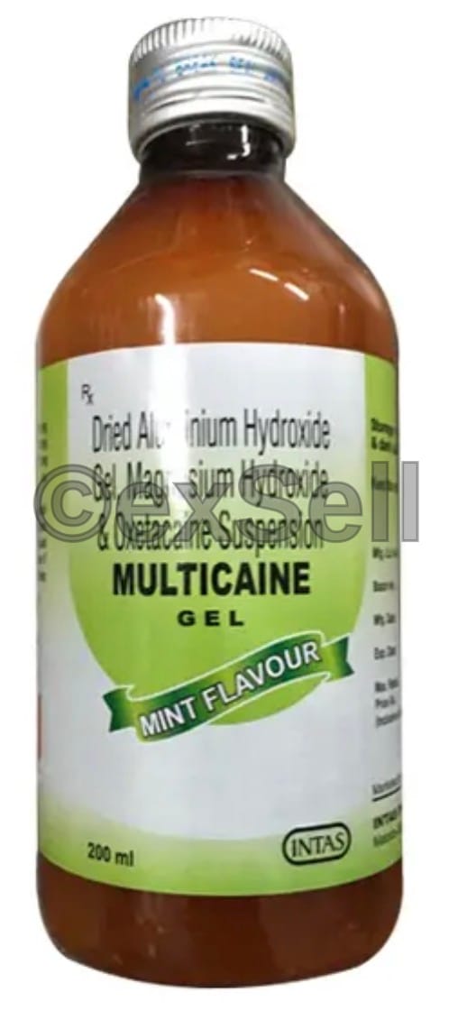 Multicaine Gel 200ml Combination Oral gel – Aluminium Hydroxide (291 Mg) + Magnesium Hydroxide (Milk Of Magnesia) (98 Mg) + Oxetacaine (10 Mg)