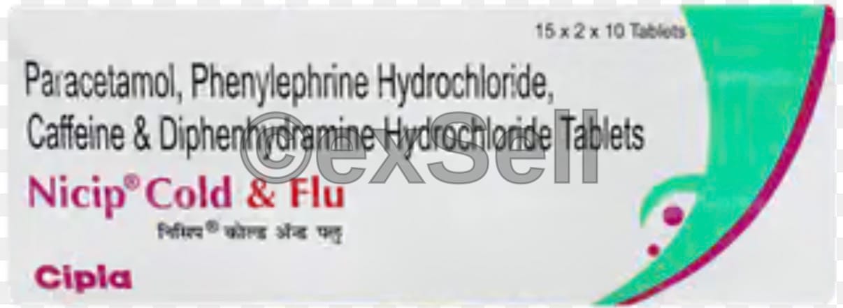 Nicip Cold & Flu Tablet Combination Tablet – Caffeine (30mg) + Diphenhydramine (25mg) + Paracetamol (500mg) + Phenylephrine (5mg)