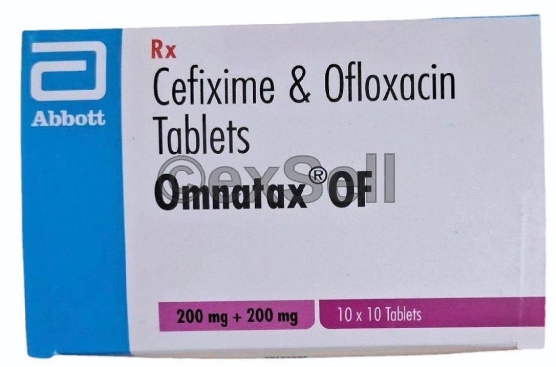 Omnatax OF 200mg/200mg Tablet 200 mg + 200 mg Tablet – Cefixime (200mg) + Ofloxacin (200mg)