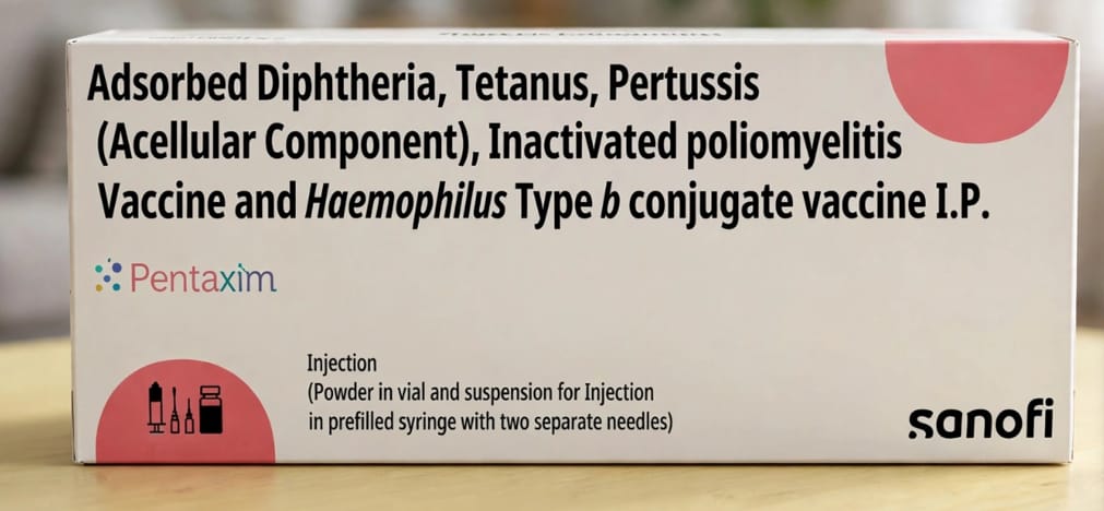 Pentaxim Vaccine 0.5ml Injection – Diphtheria 30 IU, Tetanus 40 IU, Pertussis toxoid 25 mcg, Hib 10 mcg, Inactivated Polio Vaccine