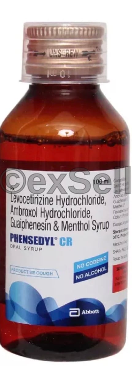 Phensedyl CR Syrup Combination Syrup – Ambroxol (15mg/5ml) + Guaifenesin (50mg/5ml) + Levocetirizine (2.5mg/5ml) + Menthol (1mg/5ml)